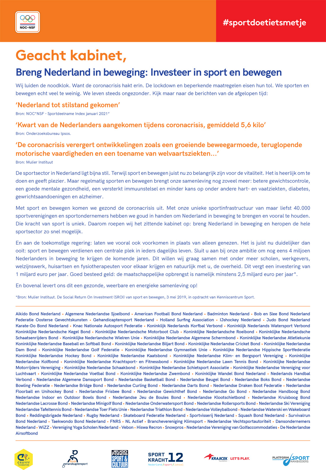 Advertorial Breng Nederland In Beweging En Investeer In Sport En Bewegen