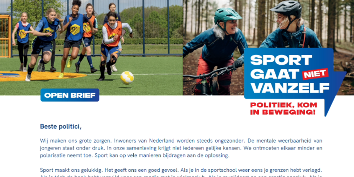 Open brief aan politici: Zet kracht van sport in